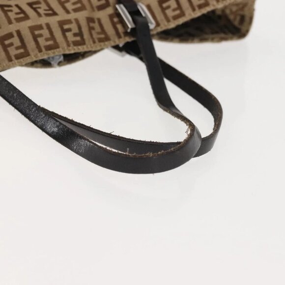 FENDI Zucchino Canvas Tote Bag Beige Silver Auth 143354 - Picture 8 of 15